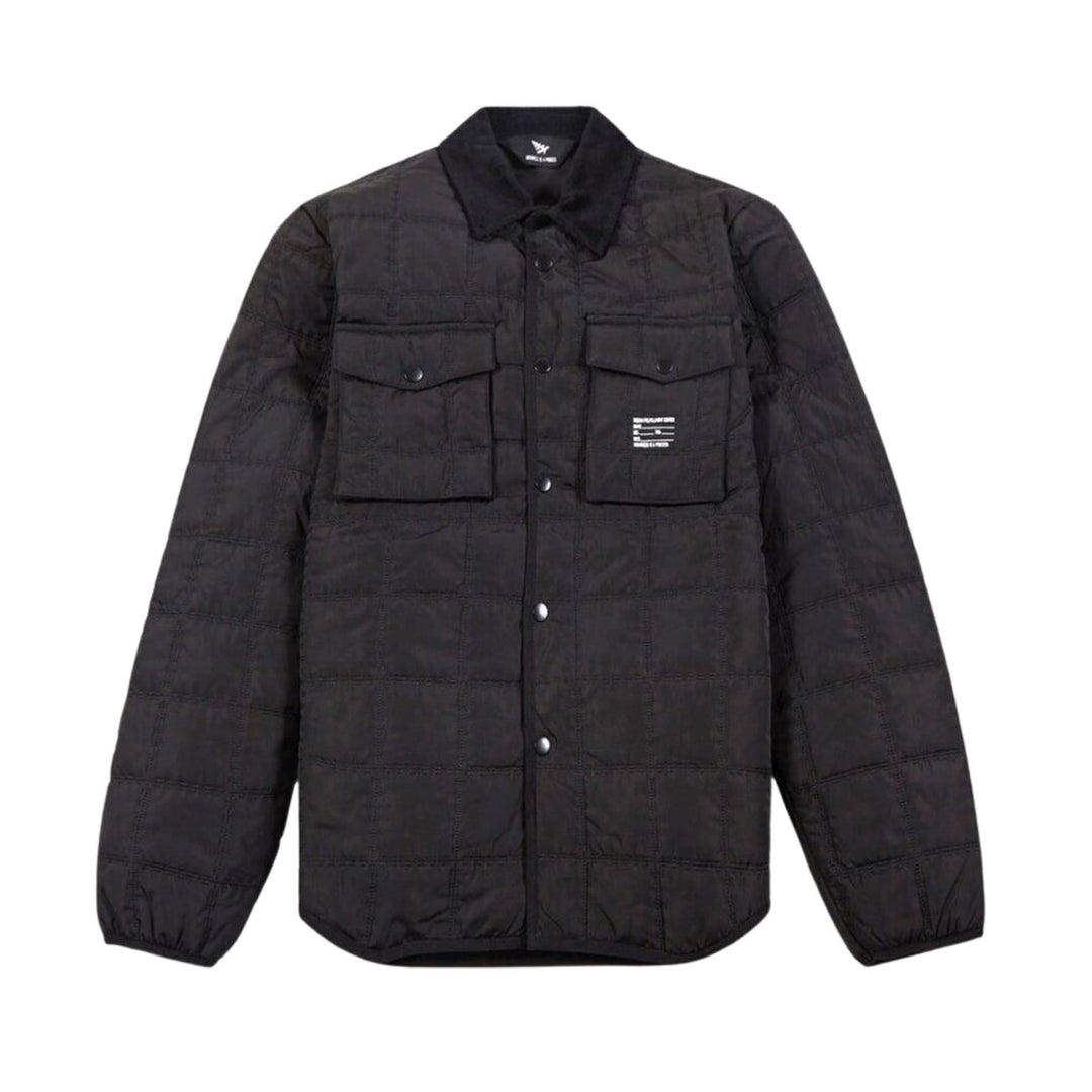 Paper Planes Quilted Shirt Jacket (Black)