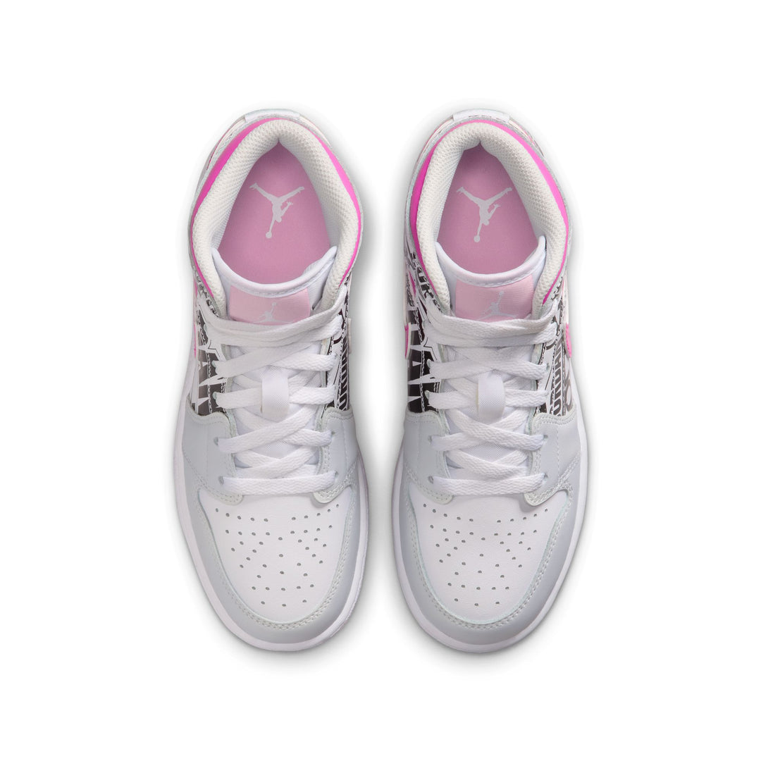 Air Jordan 1 Mid BG (Off White/Fire Pink)