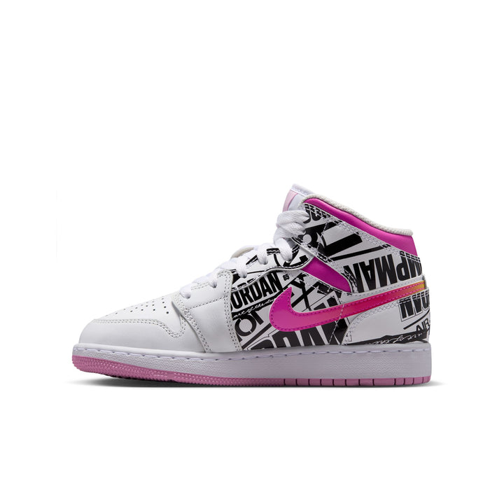 Air Jordan 1 Mid BG (Off White/Fire Pink)
