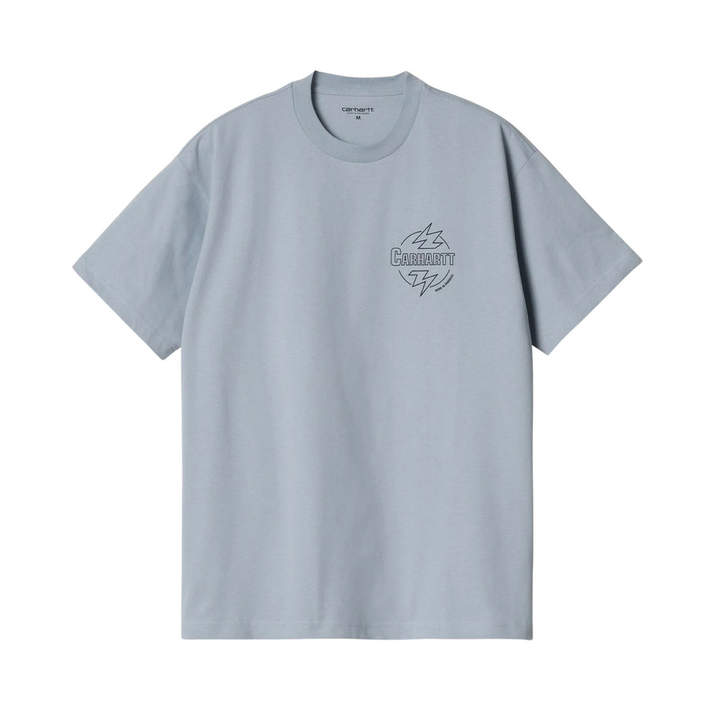 【Carhartt】S/S ABLAZE T-SHIRT R5510 Carhartt WIP Ablaze T-Shirt (Misty Sky/Black – Burn Rubber