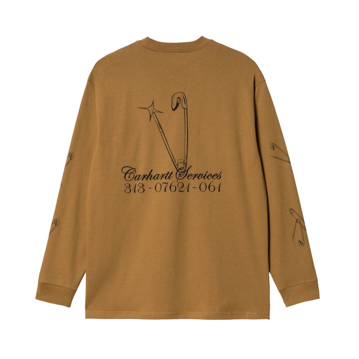 Carhartt WIP Safety Pin Long Sleeve T-Shirt (Hamilton Brown/Black)