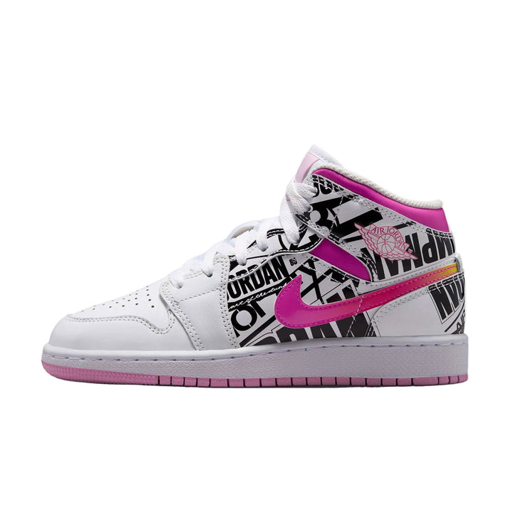 Air Jordan 1 Mid BG (Off White/Fire Pink)