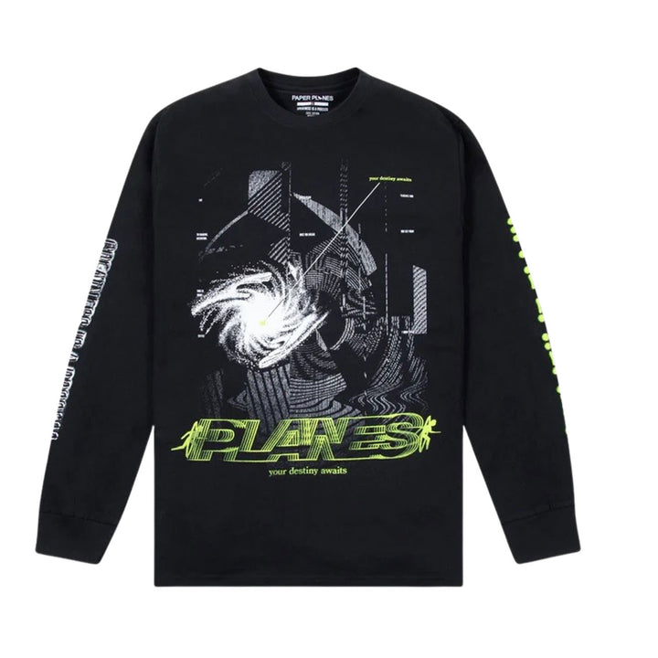 Paper Planes Interlock Long Sleeve Tee (Black)