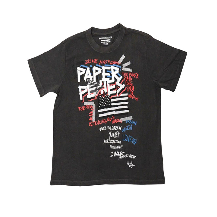 Paper Planes Collage Tee (Washed Black)