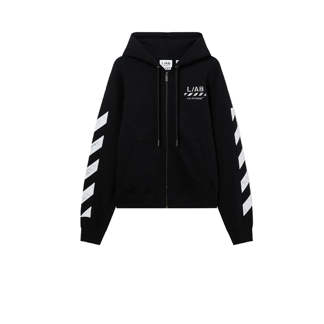 L/AB c/o Diag Full Zip Hoodie (Black)