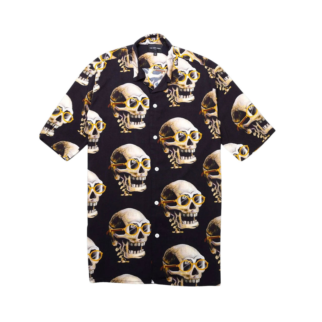 The Dirt Label Carti Skull Button Up (Black/Gold)